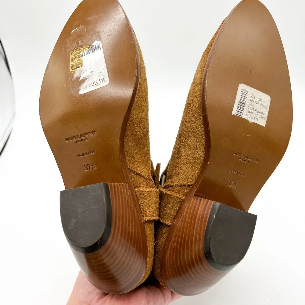 Saint Laurent Brown Leather Suede Wyatt Harness Boots/ New without Box - Picture 11 of 13